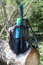 Backpack with medium rod case and tenkara rods in side pocket. 