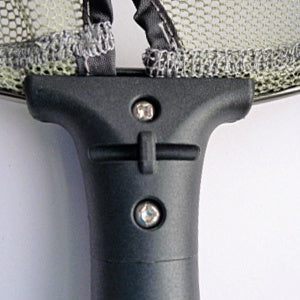 Notch on bottom of handle near the hoop for attaching a net leash like the Shimano Net Leash.