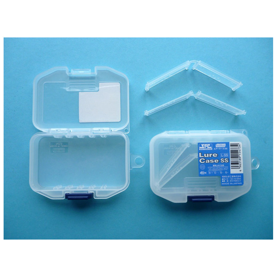 Meiho Lure Case SS  closed and open showing removable dividers.