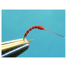 Red midge pupa fly tied on a Gamakatsu Smallest Tanago hook