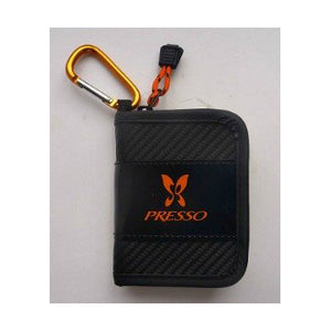 Daiwa Presso Lure Wallet - small (closed, showing caribiner for hanging it from a vest)
